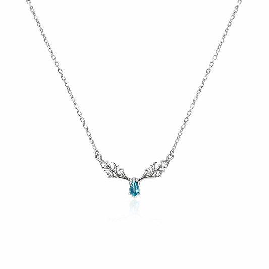 Deer Blue Stone Necklace Pure 925 Silver