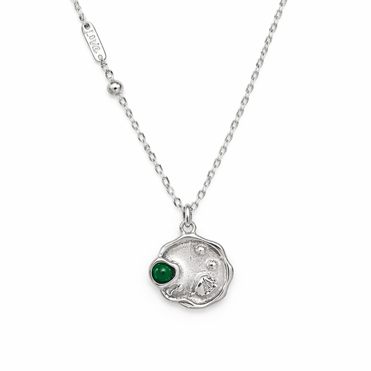 Emerald Heart Silver Necklace With Earrings| 925 Silver