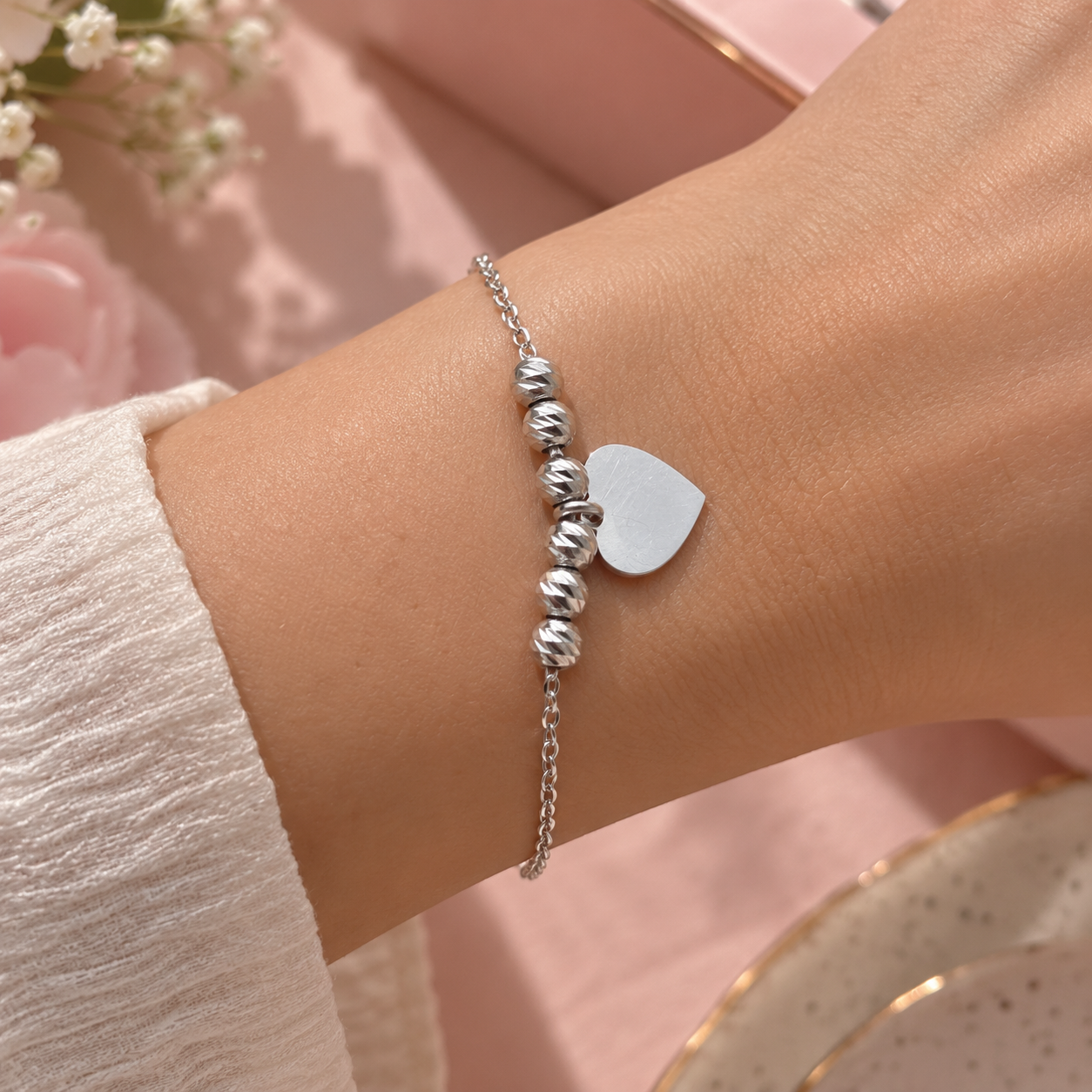 ✨ Taravya Heartbeat Charm 925 Silver Bracelet