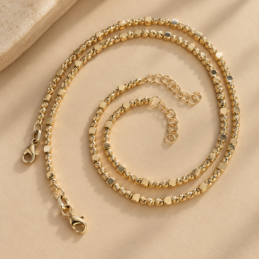 Taravya Luxe Twist Beaded 925 Silver Anklet Taravya
