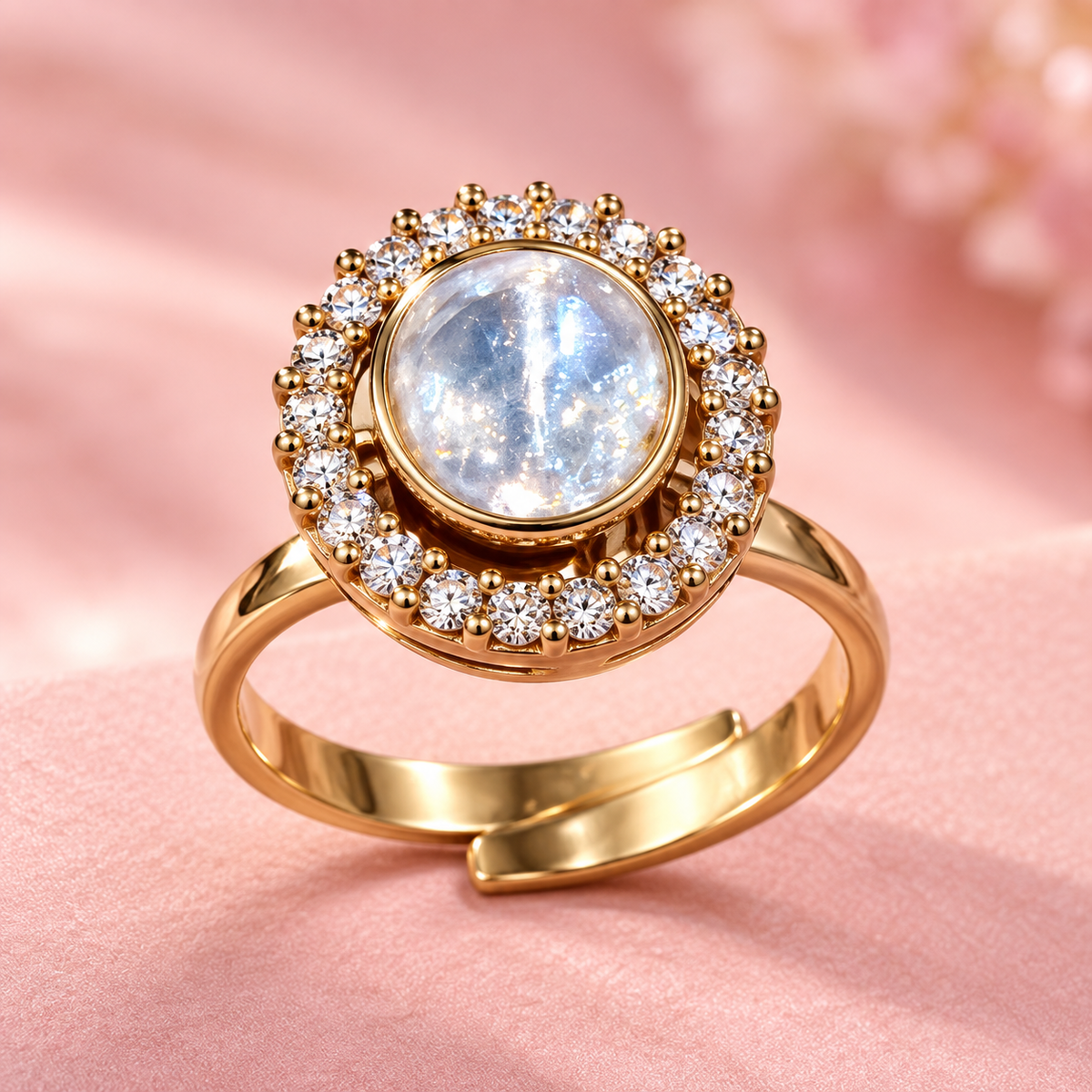 Moissanite Polki Silver Ring