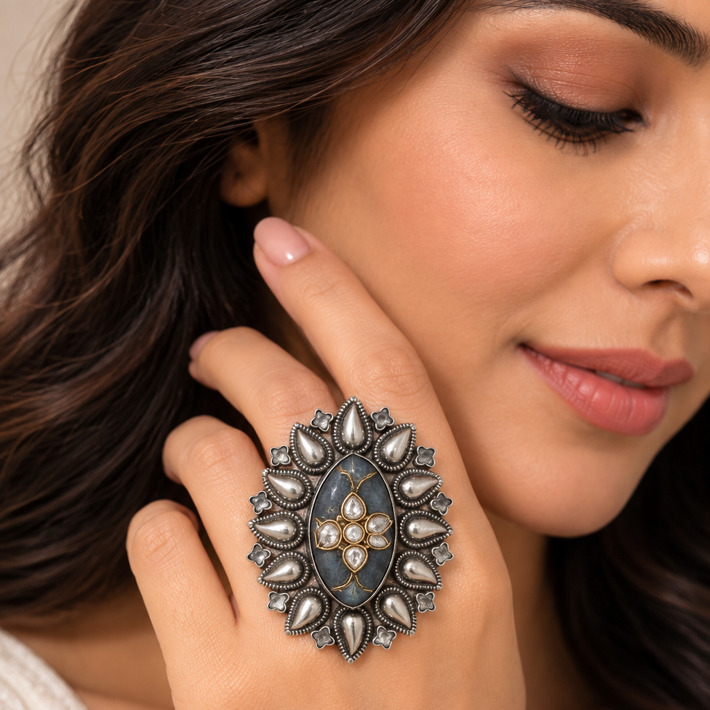 Ruhani Statement Silver Ring