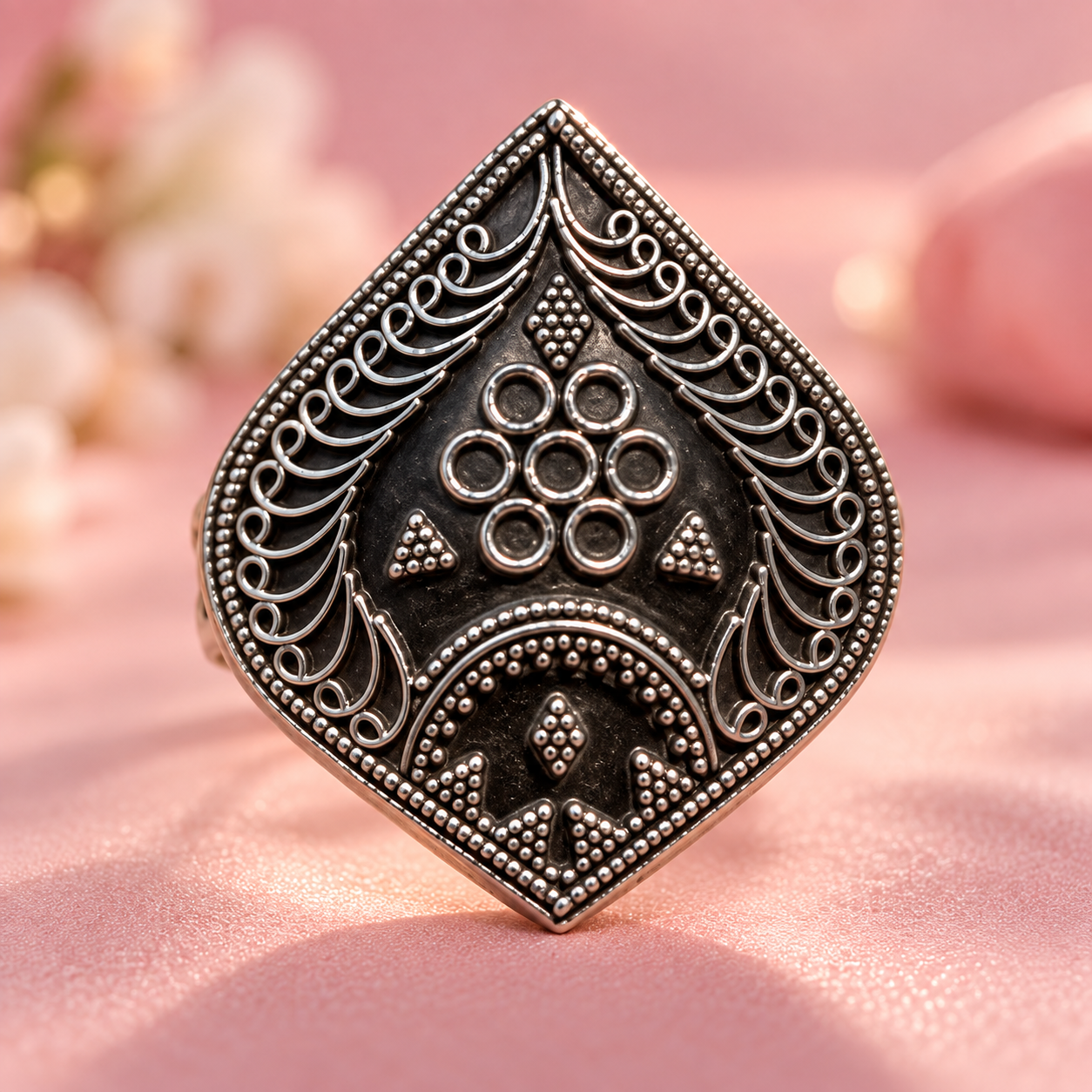 Aabha Oxidized Silver Ring