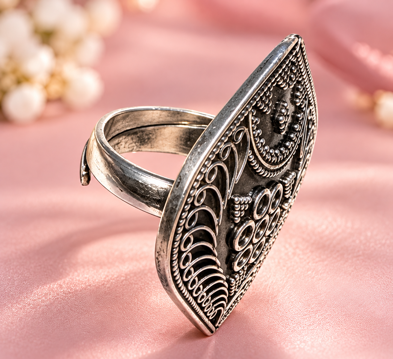 Aabha Oxidized Silver Ring