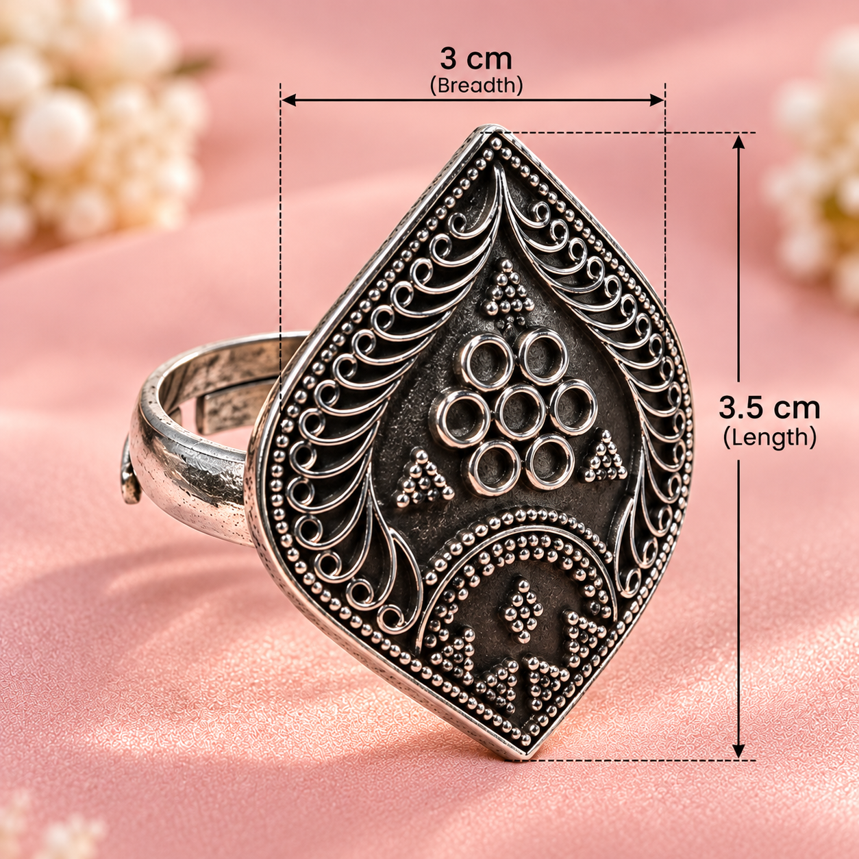 Aabha Oxidized Silver Ring