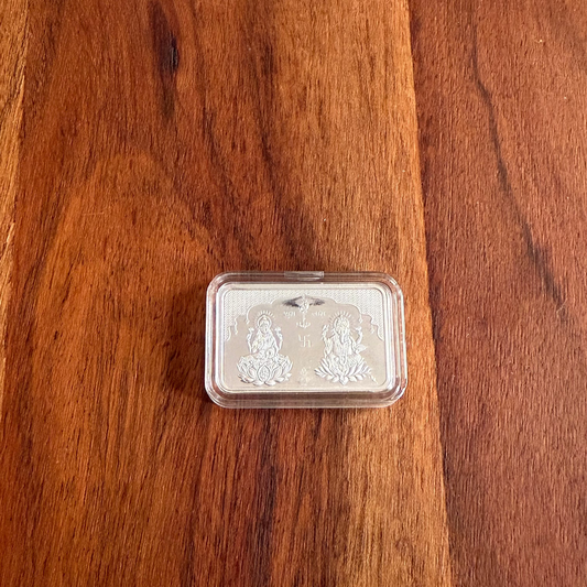 Divine Silver Blessings – 10g Lakshmi Ganesh Silver Brick (999 Purity)
