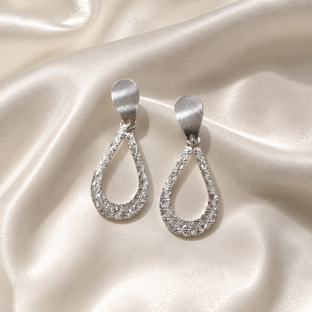 Italian Teardrop Drop Silver Earrings