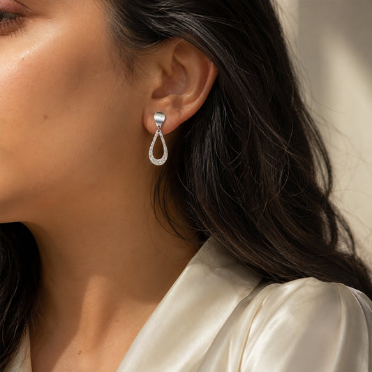 Italian Teardrop Drop Silver Earrings