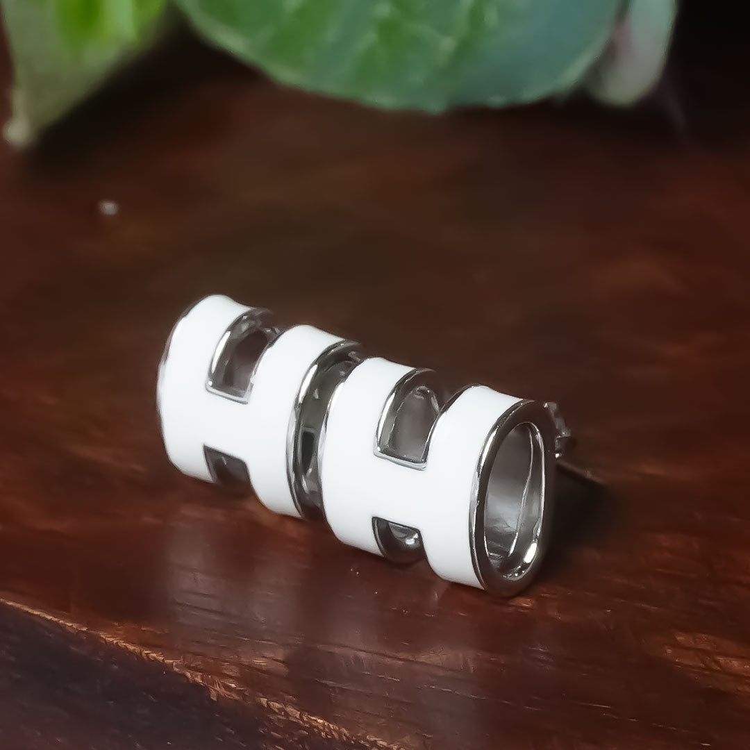 Ivory Edge – 925 Silver Cube Studs