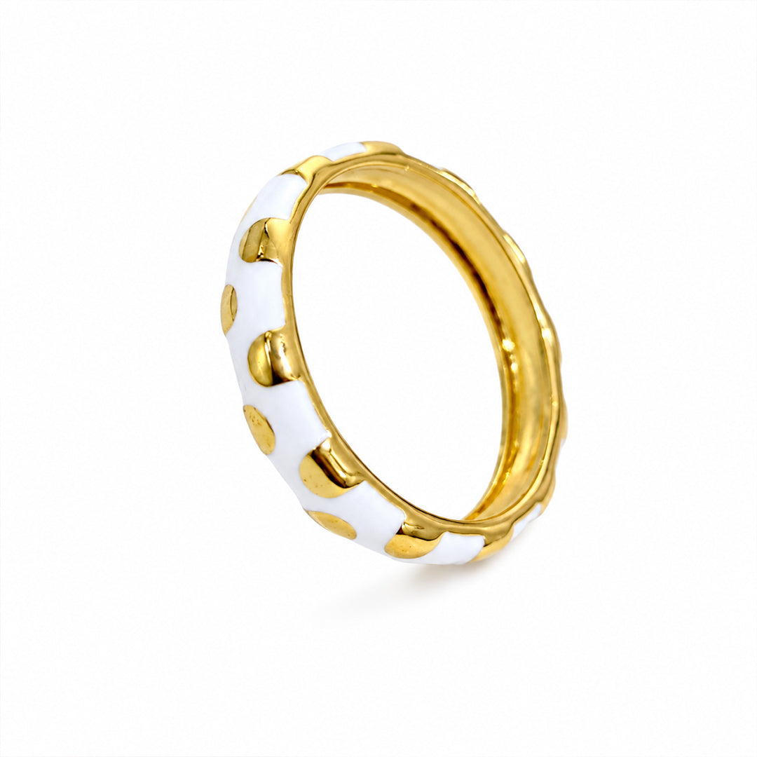 Ivory Polka Silver Band Ring