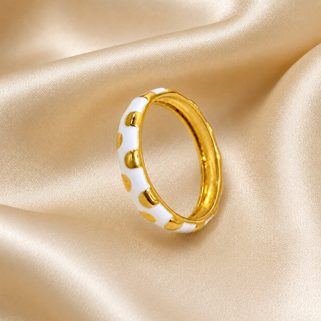 Ivory Polka Silver Band Ring
