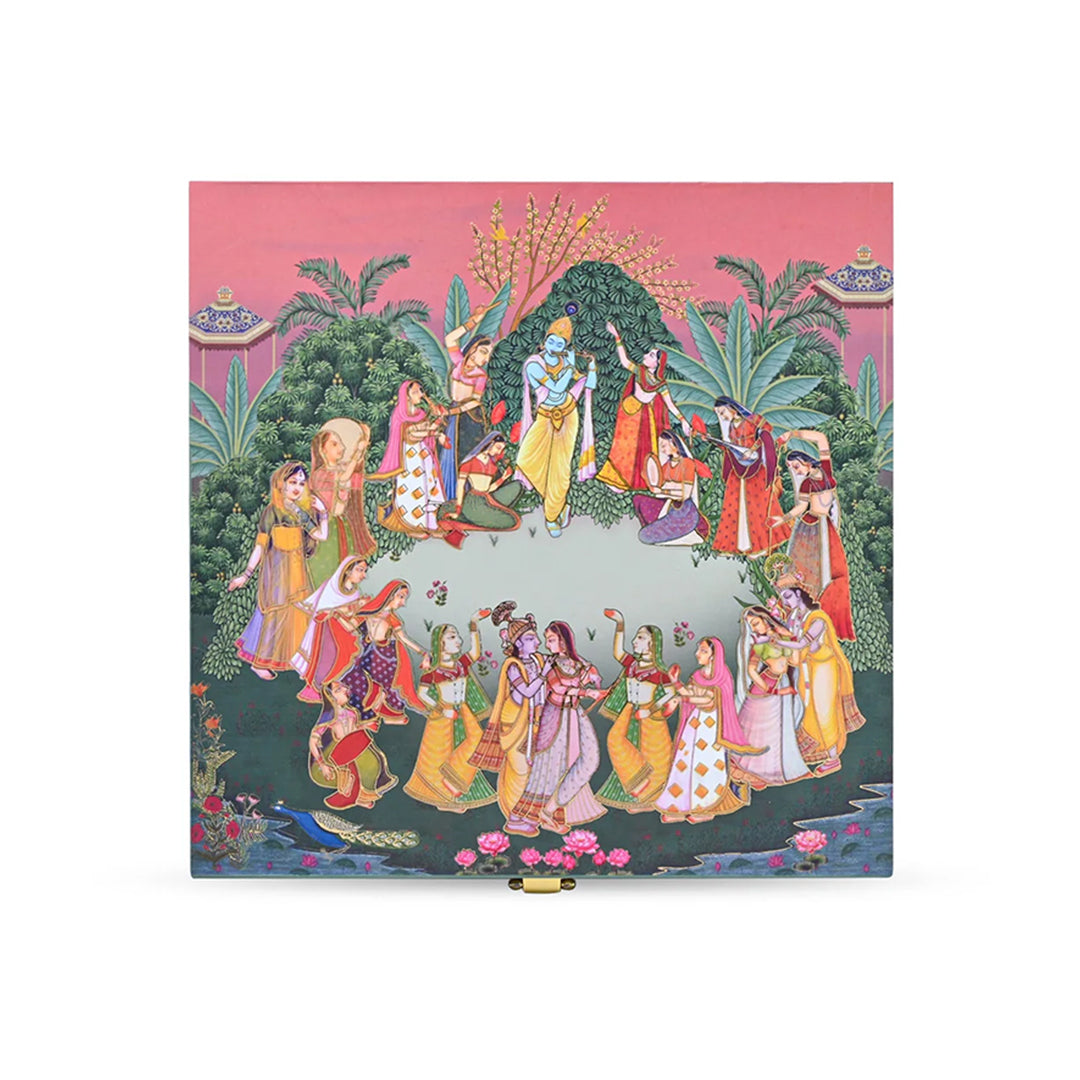 Radha Krishna Divine Musical 999 Silver Coin Box (5 Coins)