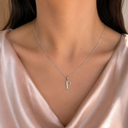 Silver P Initial Pendant Chain