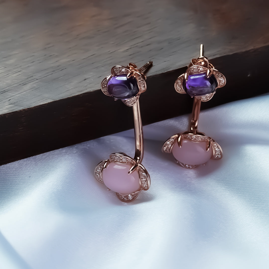 Lavender Glow Adjustable Length Earrings Pure 925 Silver