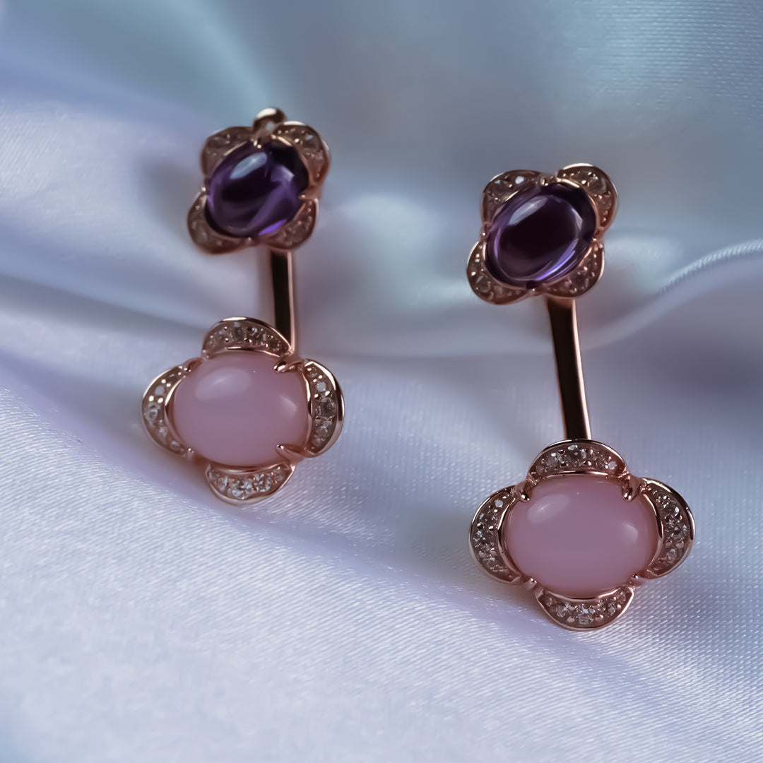 Lavender Glow Adjustable Length Earrings Pure 925 Silver
