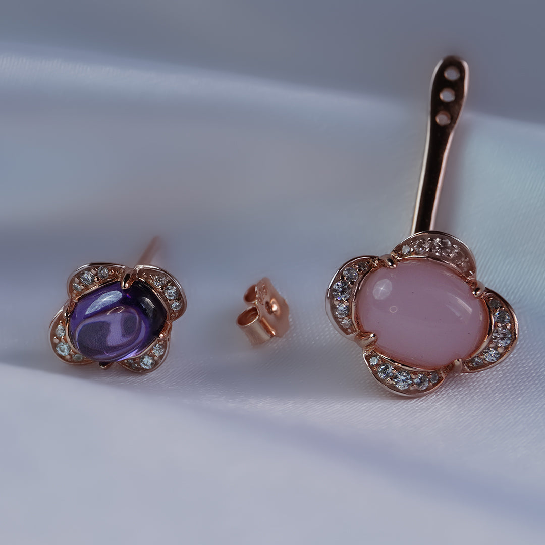 Lavender Glow Adjustable Length Earrings Pure 925 Silver