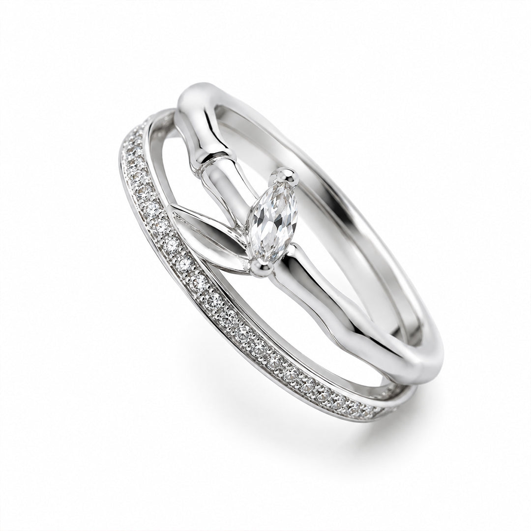 Leaf Adjustable Silver Ring