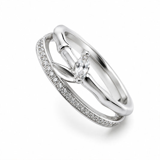 Leaf Adjustable Silver Ring