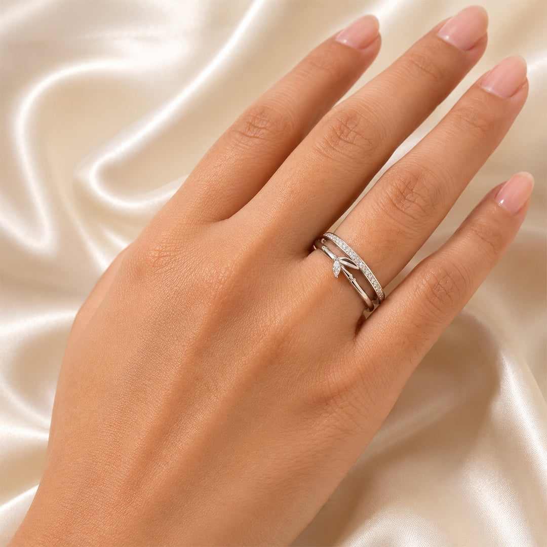 Leaf Adjustable Silver Ring