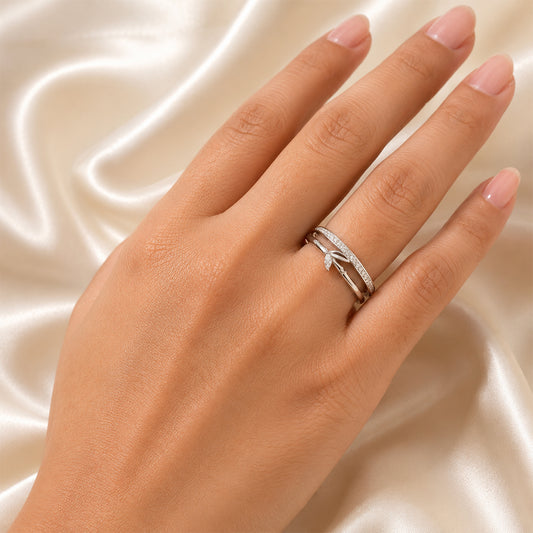 Leaf Adjustable Silver Ring