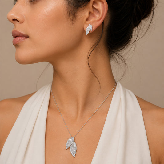 Leaf Sparkle Necklace Set
