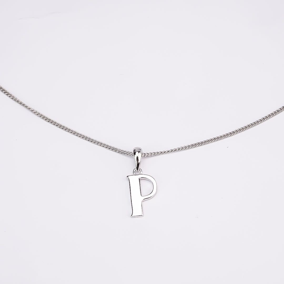 Silver P Initial Pendant Chain