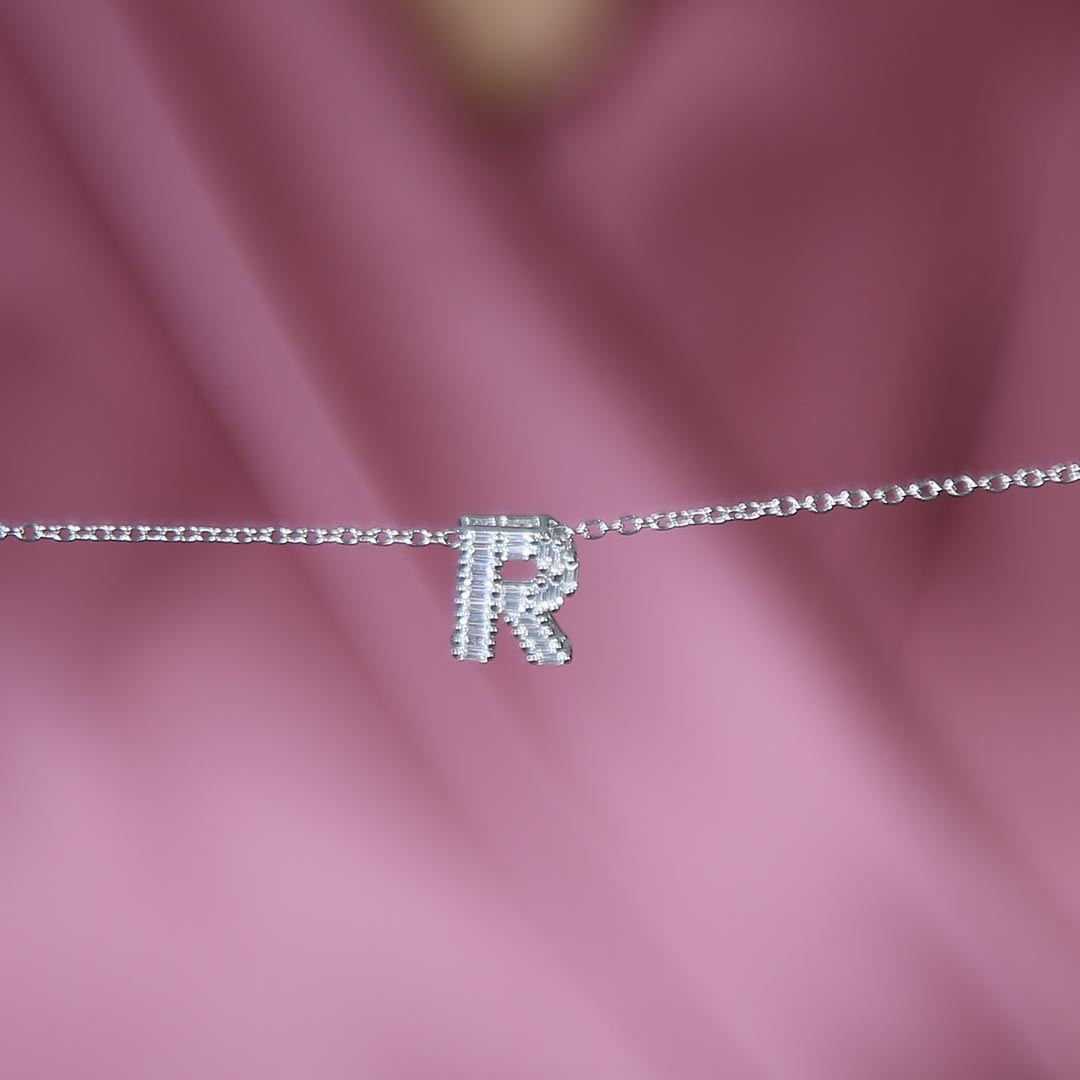Letter-R-Necklace Pure 925 Silver