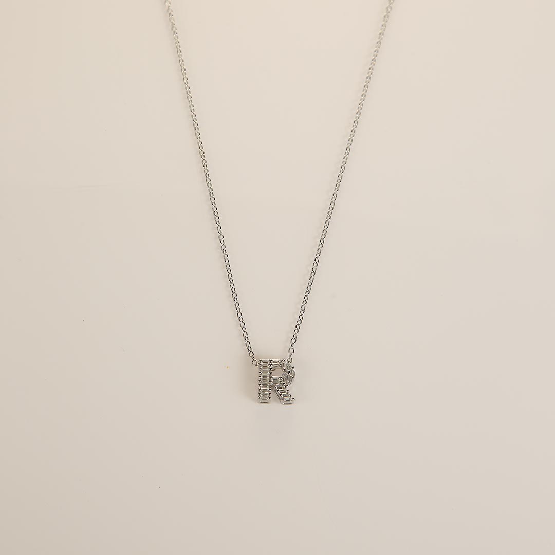 Letter-R-Necklace Pure 925 Silver