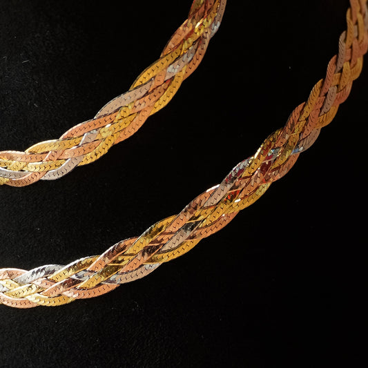 Braided Tricolor Pure 925 Silver Anklets