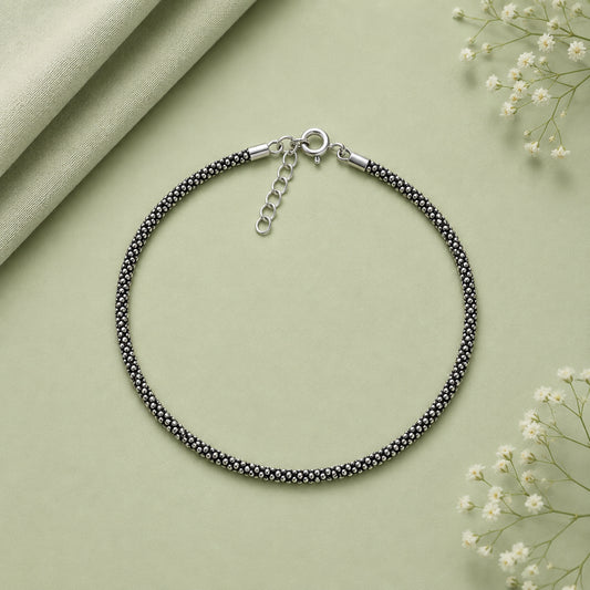 Luna Beaded Anklet – 925 Sterling Silver (Single)