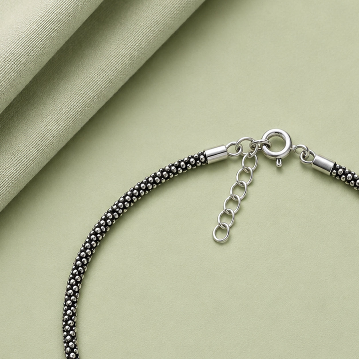 Luna Beaded Anklet – 925 Sterling Silver (Single)