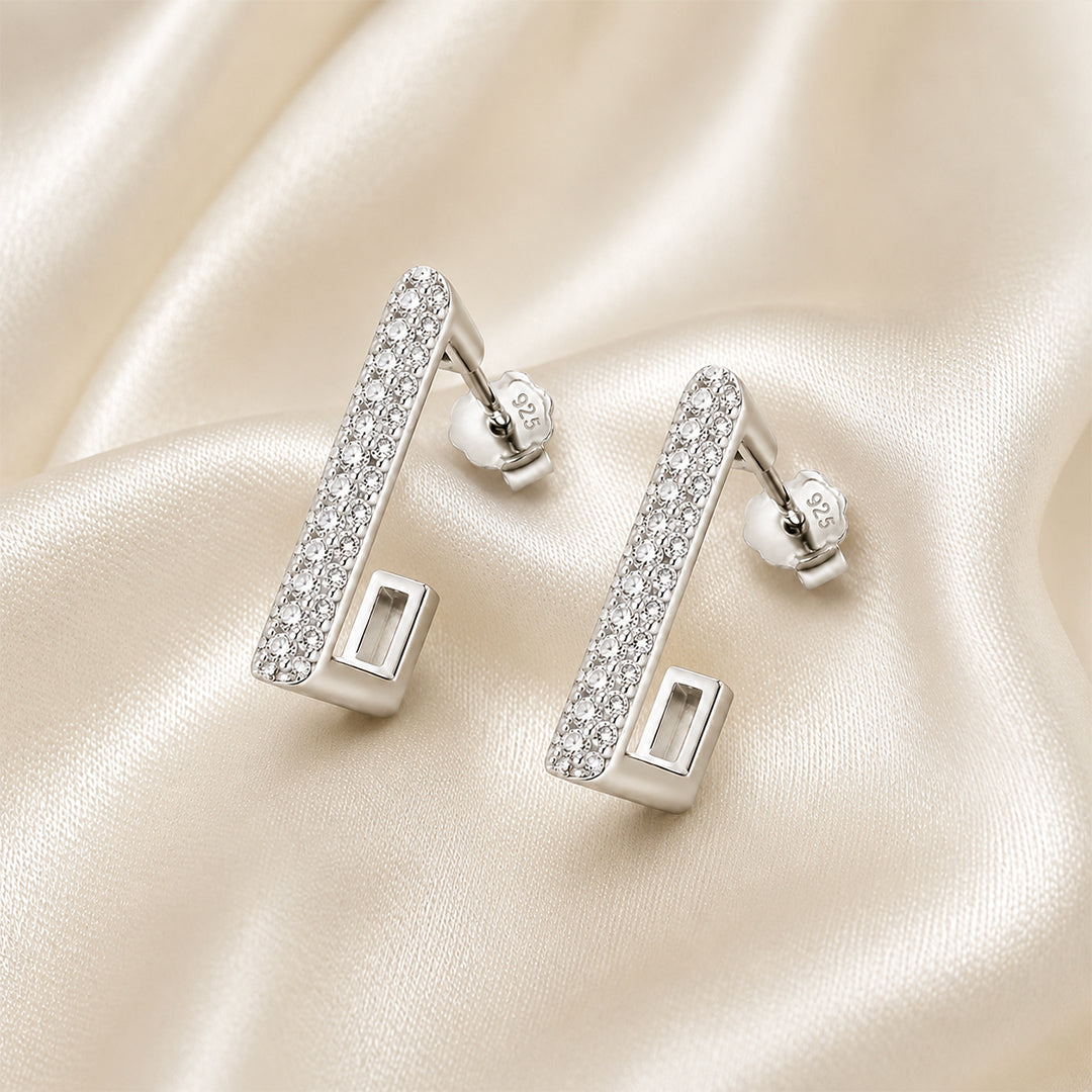 Luna Line Silver Earrings
