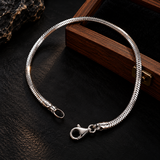 925 Silver Luxe Men Snake Bracelet Taravya
