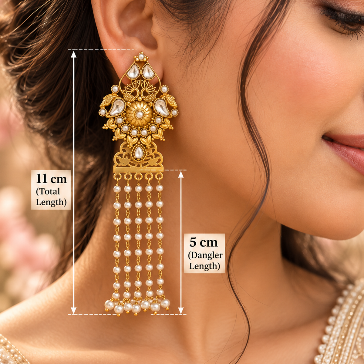 Maharani Polki Moissanite SIlver Earrings