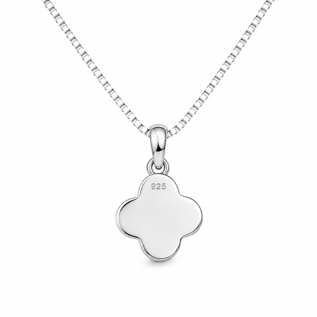 Mother of Pearl Clover Silver Necklace