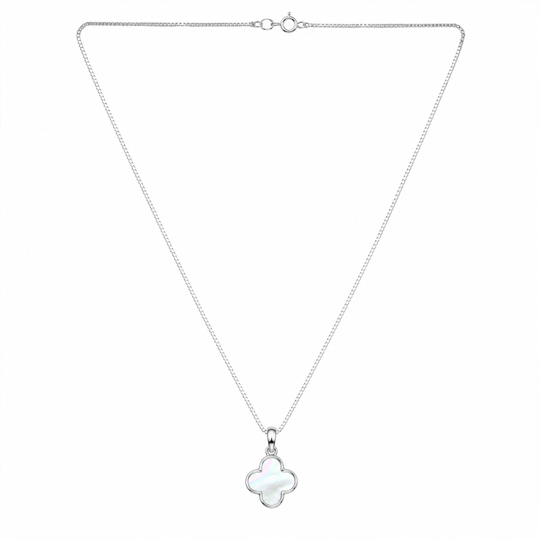 Mother of Pearl Clover Silver Necklace