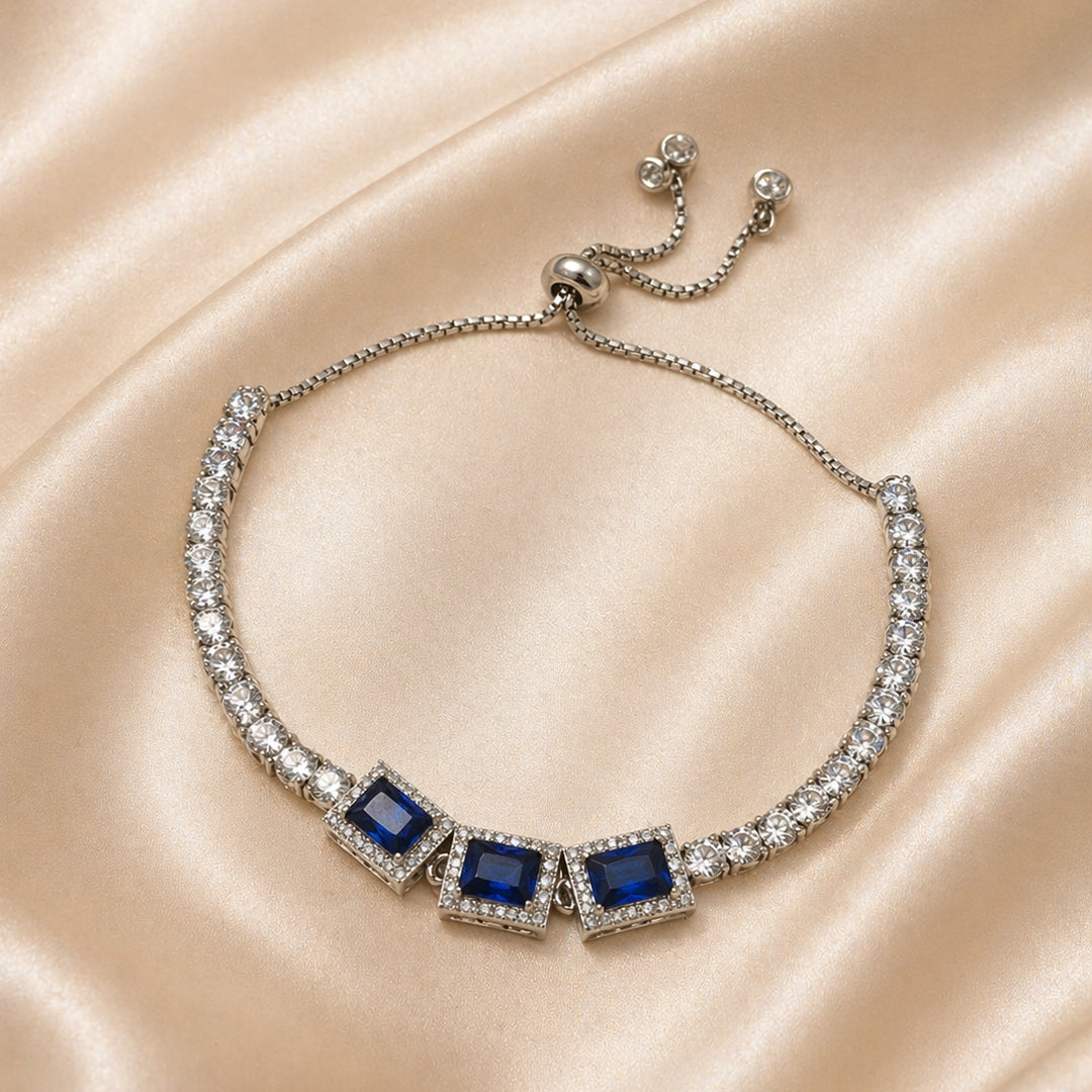 Midnight Glow Adjustable Silver Bracelet