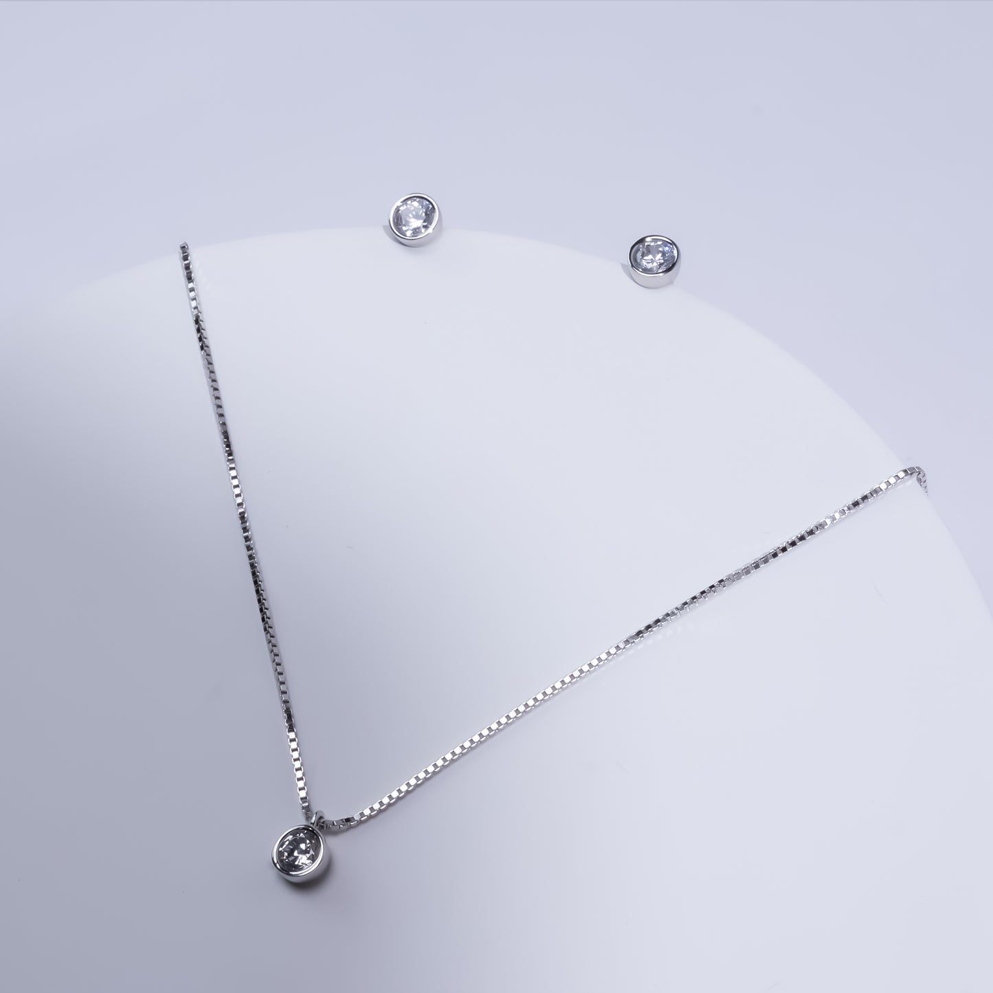 Silver Mini Solitaire Necklace Set