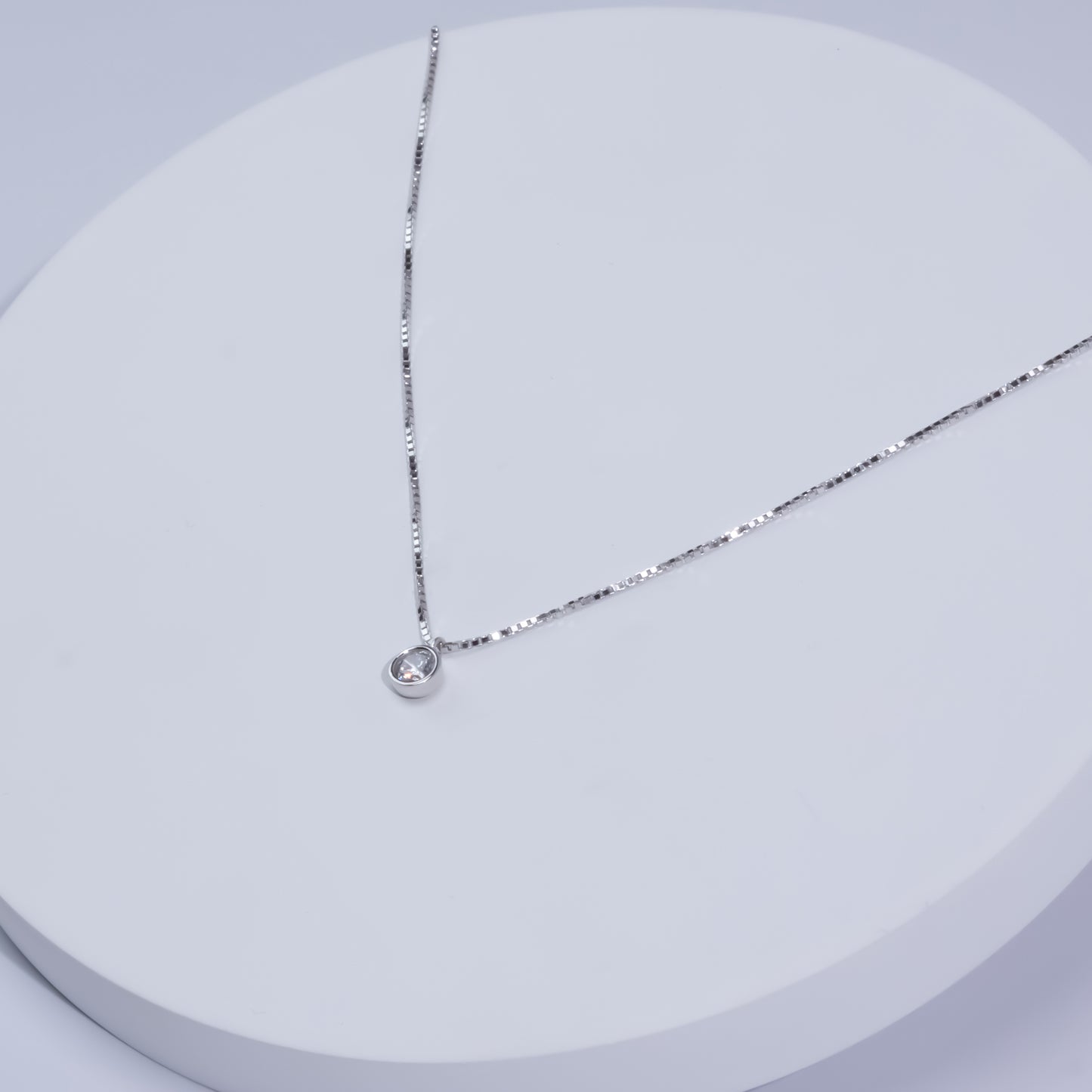 Silver Mini Solitaire Necklace Set