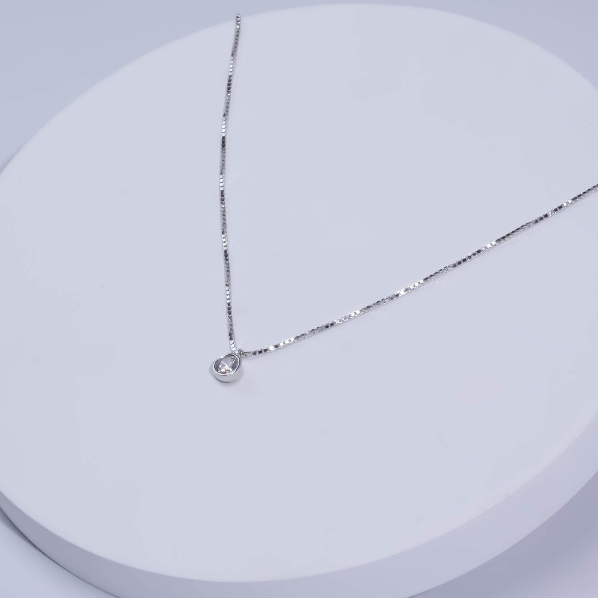 Silver Mini Solitaire Necklace Set