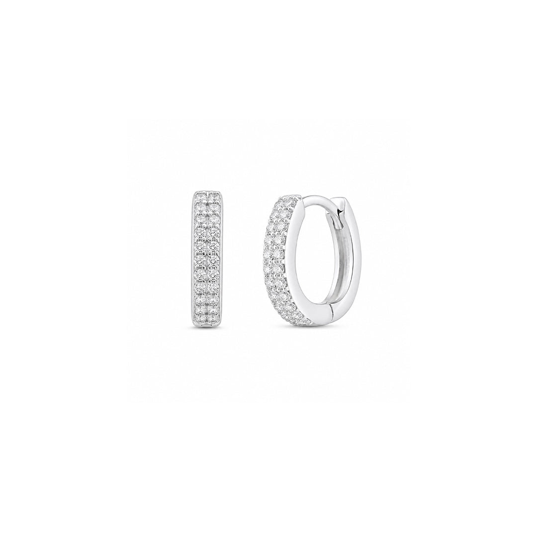Minimal Silver Zircon Hoop Earrings