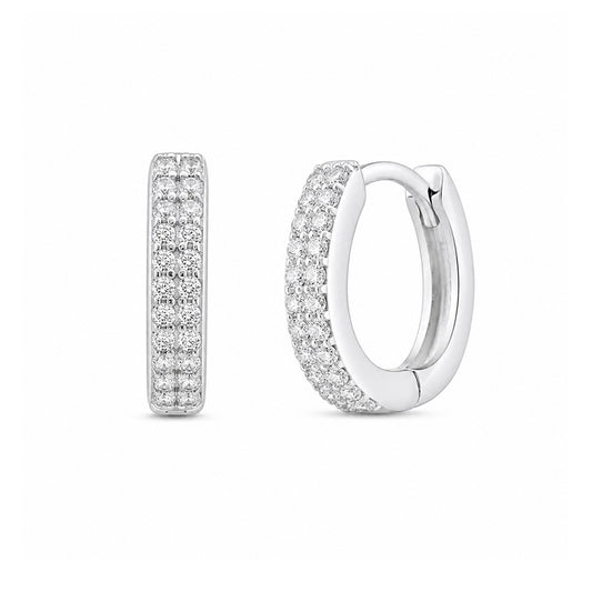Minimal Silver Zircon Hoop Earrings