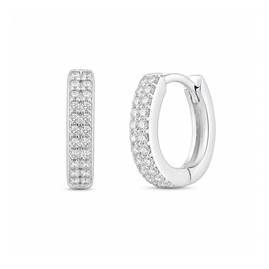 Minimal Silver Zircon Hoop Earrings