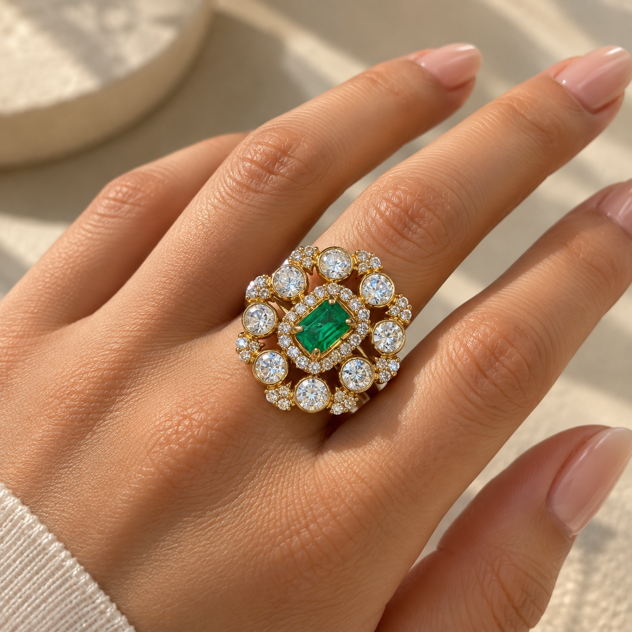 Mira Polki Moissanite Silver Ring