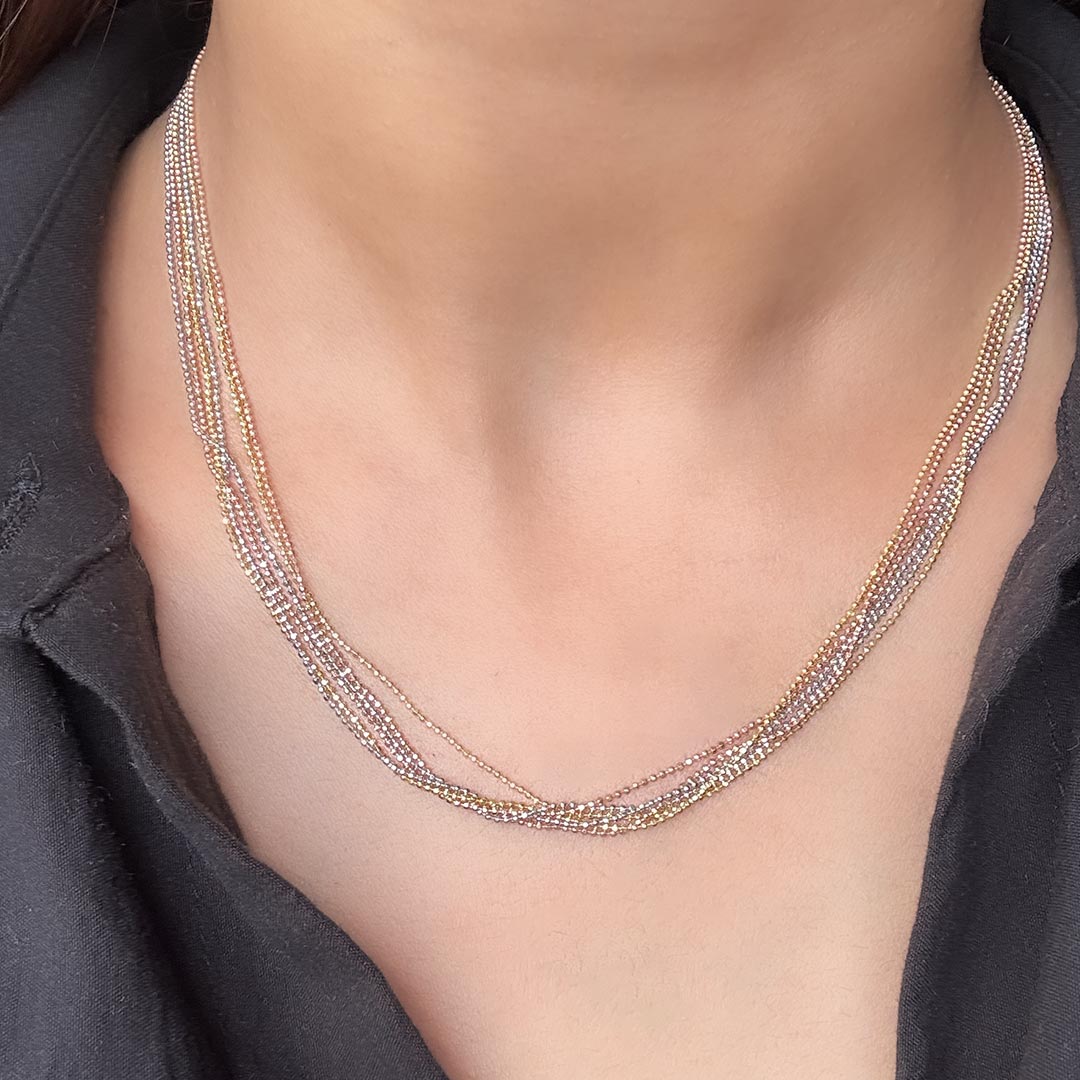 Italian Tricolour Multilayer Chain Pure 925 Silver