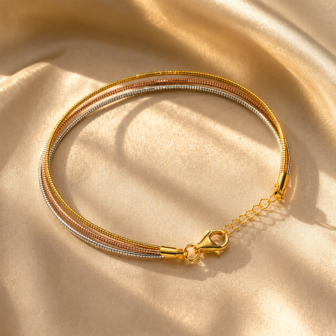 Multi-Strand Triple Plating 925 Sterling Silver Bracelet