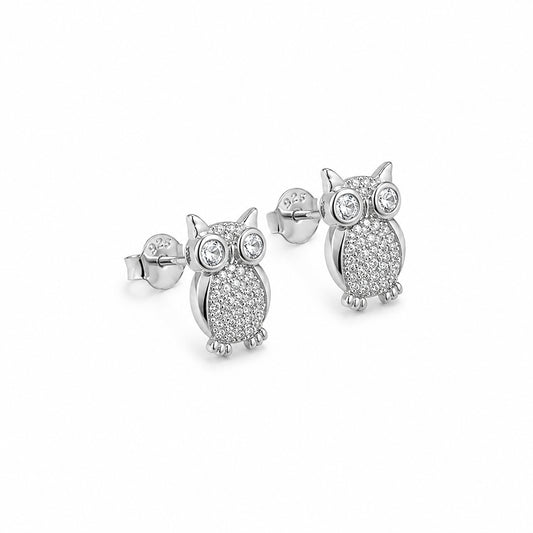 Wise Owl Silver Stud Earrings