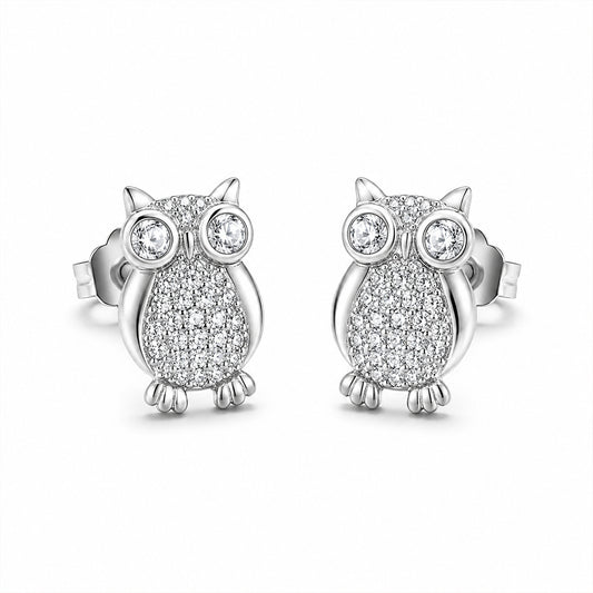 Wise Owl Silver Stud Earrings