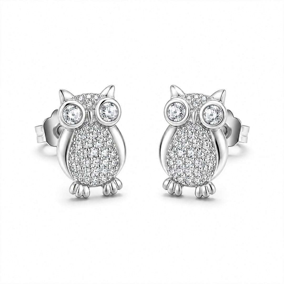 Wise Owl Silver Stud Earrings