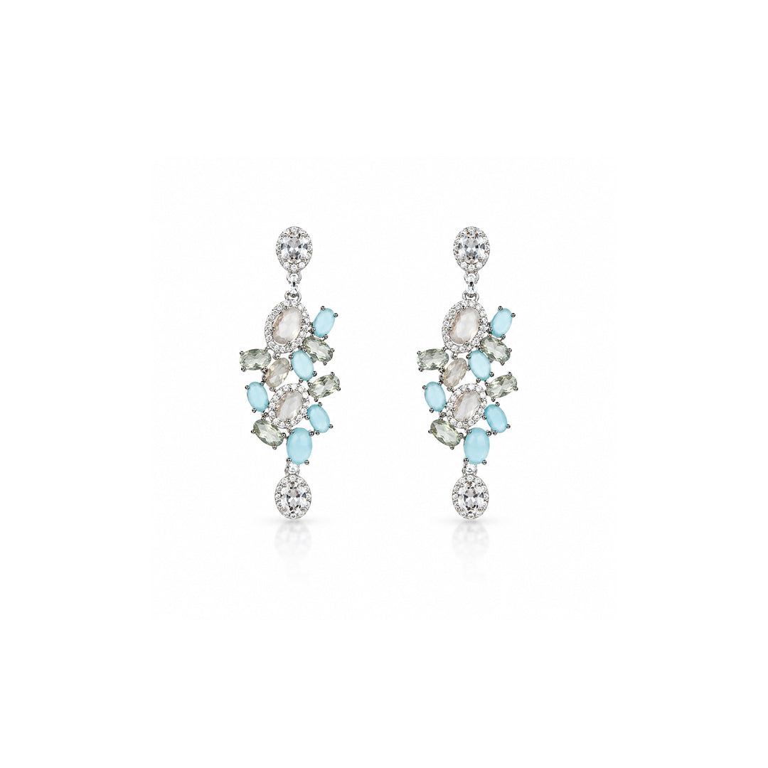 Pastel Peach Silver Drop Earring